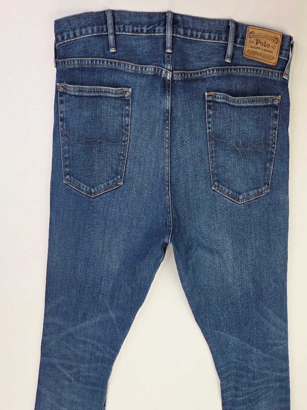 Polo Ralph Lauren the Varick Slim Straight Mens Size 38X32 Blue Denim Logo Jeans